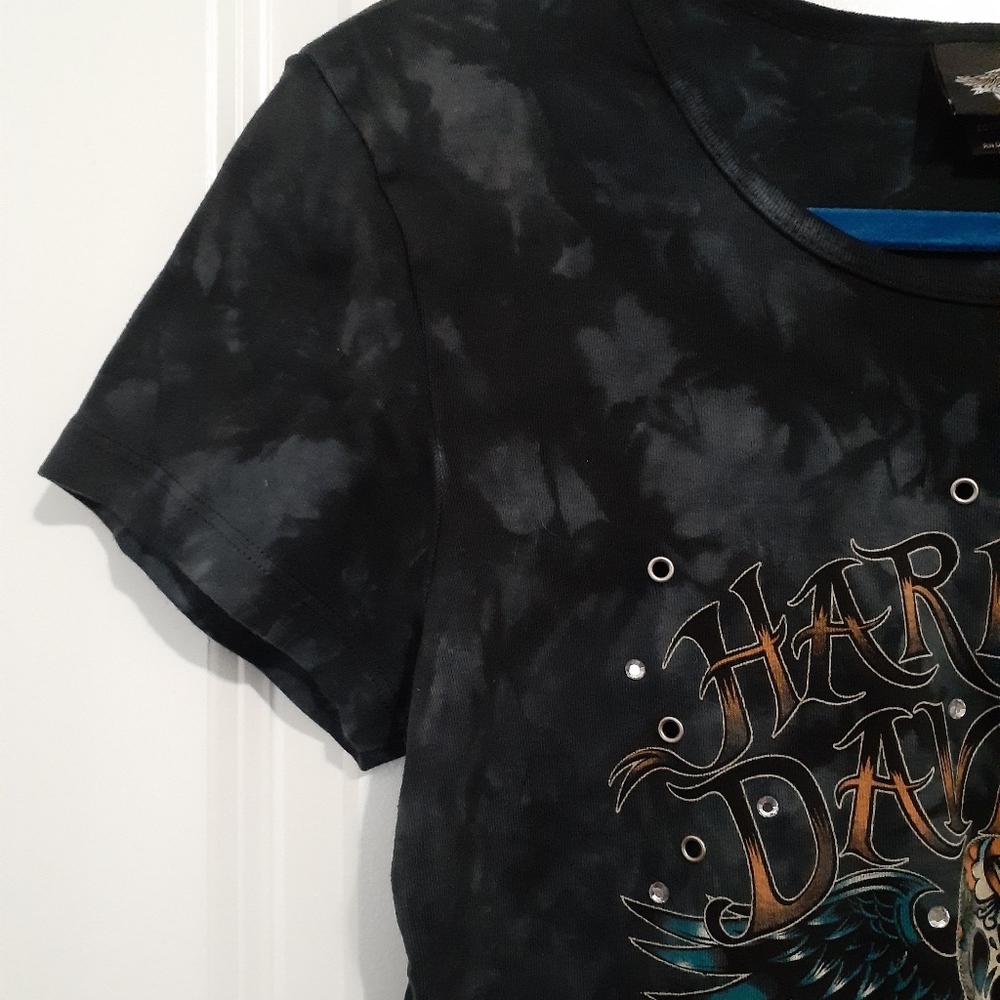 SOLD Harley Davidson Tie Dye Skull Top - Picture 3 of 7